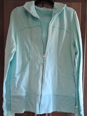 Women’s Light Teal Zip-Up Hoodie Jacket